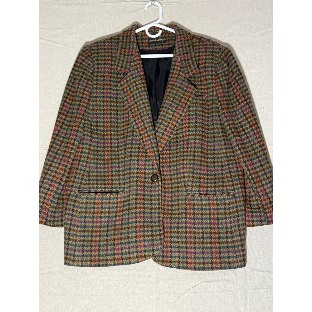 Giorgio Sant' Angelo Vintage Wool Houndstooth Blazer Jacket Multicolor Size 18